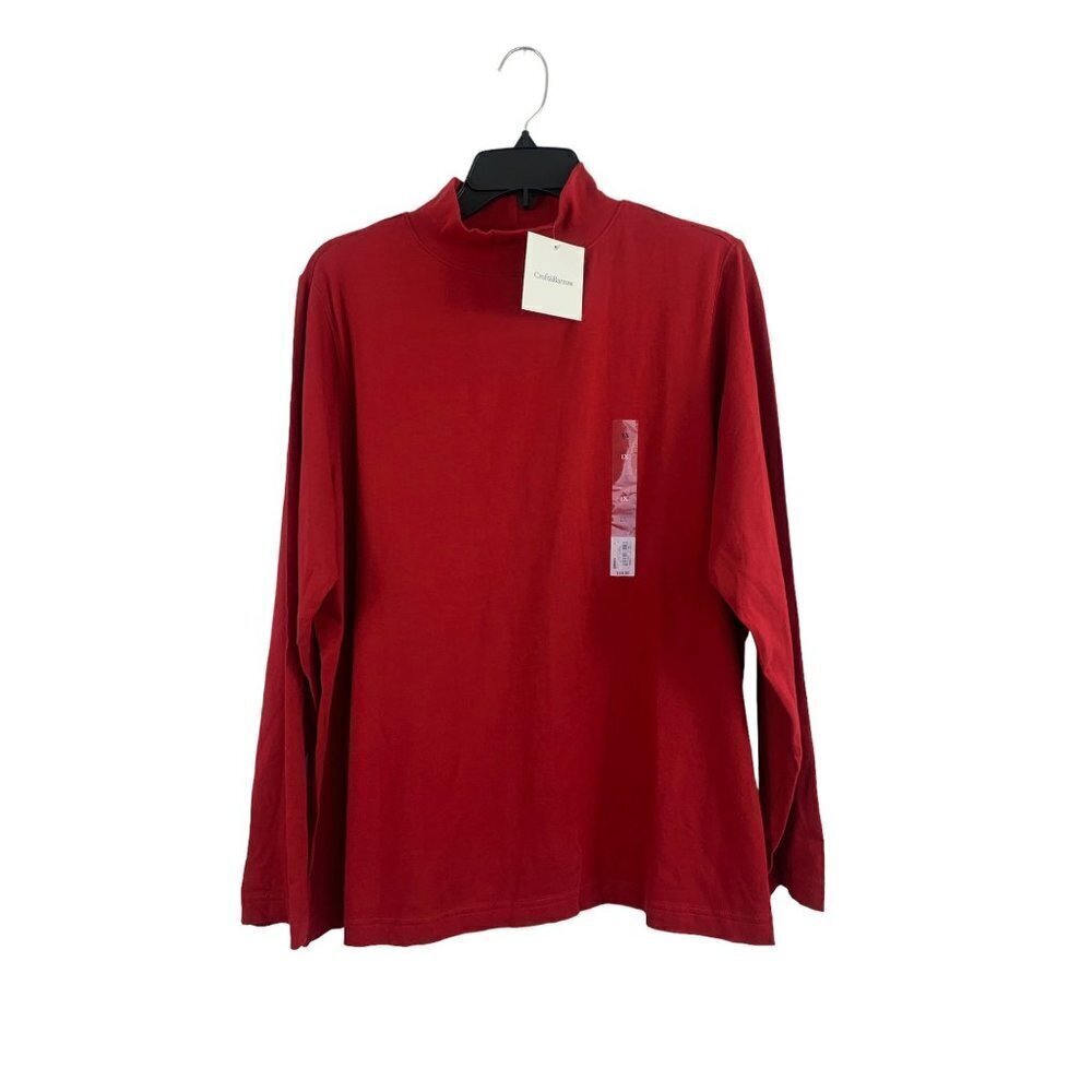 Croft & Barrow Women's Red Classic Mock Neck Top